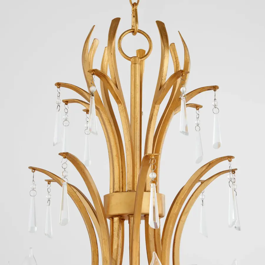 Elegant Crystal Chandelier with Gilded Gold Leaf Detailing - Image 3