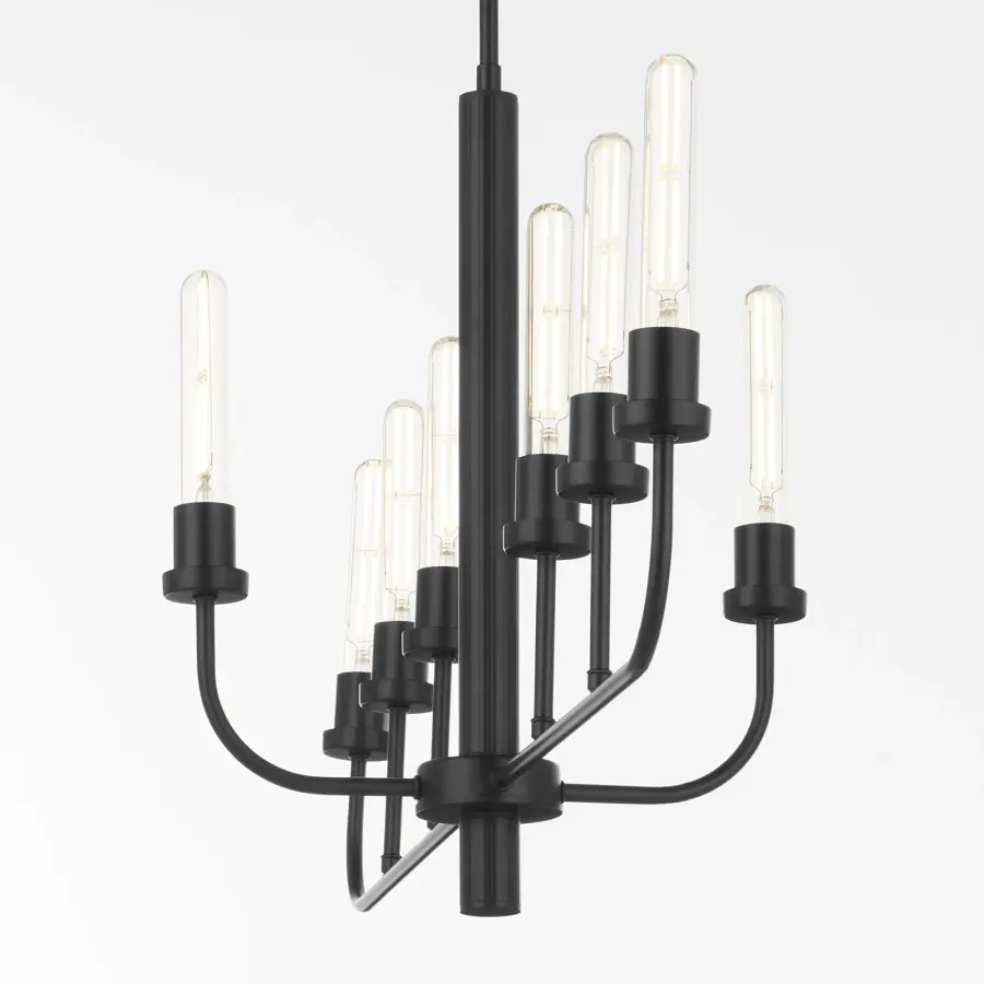 Sheridan 8-Light Linear Chandelier in Matte Black - Image 3