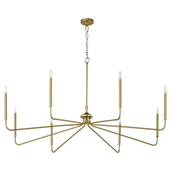 The Providence chandelier combines minimalist design with transitional elegance. Its 8 exposed bulbs and aged brass finish create a sophisticated focal point perfect for dining rooms and entryways.