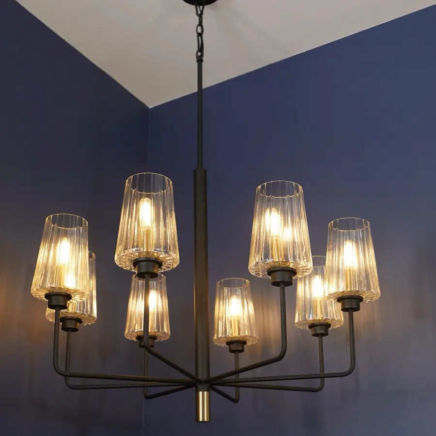 Sophisticated Two-Tone Chandelier with Mid-Century Flair - Image 2