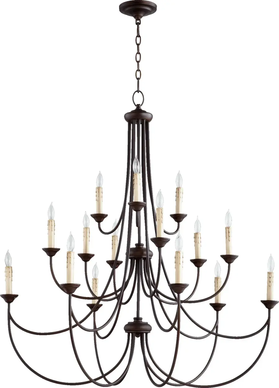 Sophisticated 15-Light Transitional Chandelier with Moody Bronze Finish