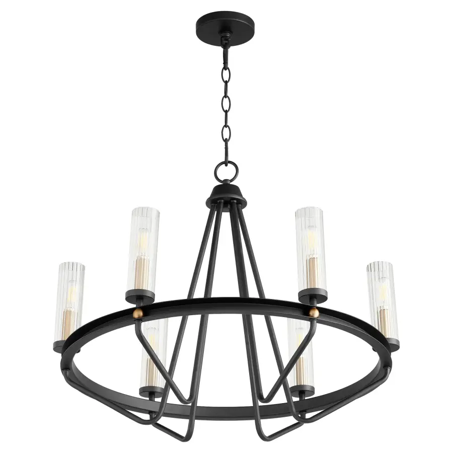 Empire 6-Light Black and Aged Brass Chandelier - Image 1