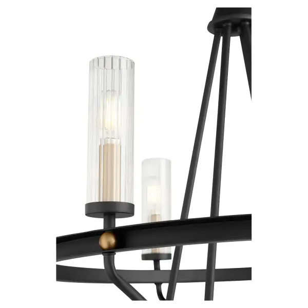 Empire 6-Light Black and Aged Brass Chandelier - Image 2