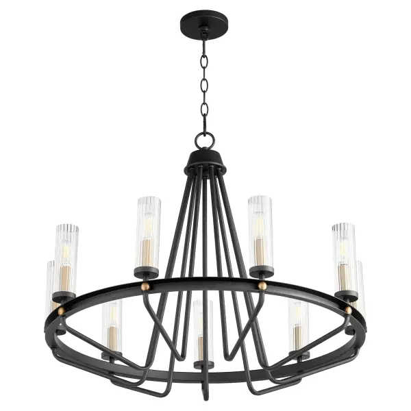Empire 9-Light Black and Aged Brass Chandelier - Image 1