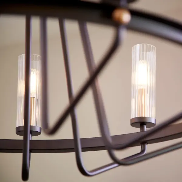 Empire 9-Light Black and Aged Brass Chandelier - Image 3