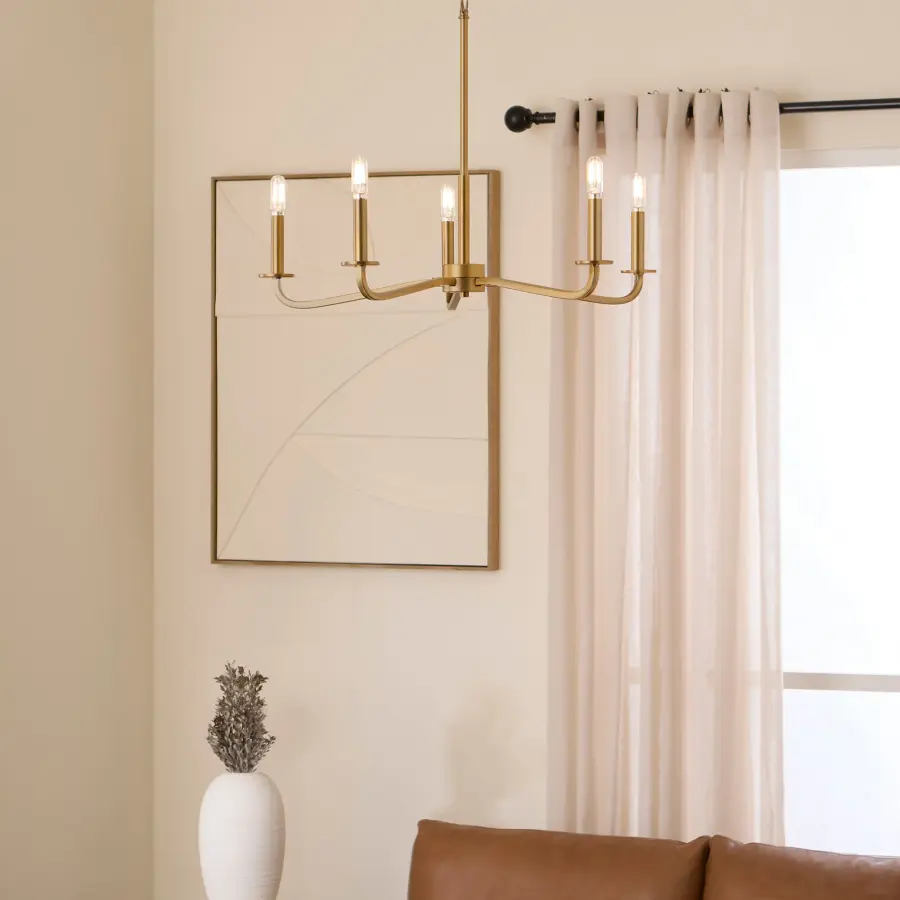 Rutherford 5-Light Chandelier in Brushed Brass - Image 5