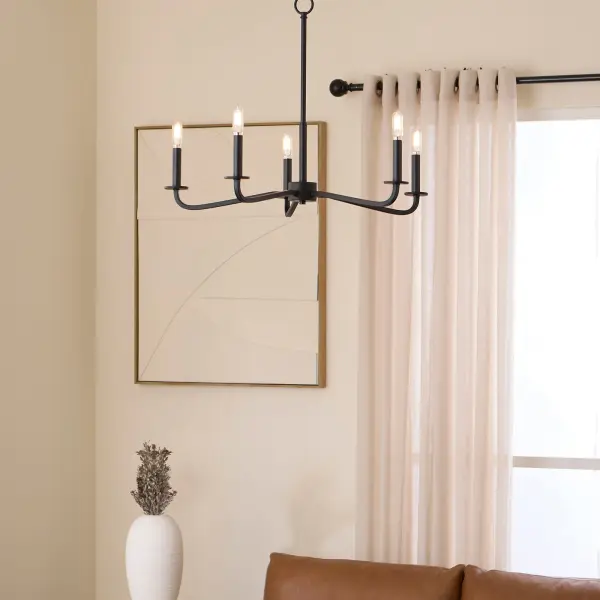 Rutherford 5-Light Chandelier in Matte Black - Image 5