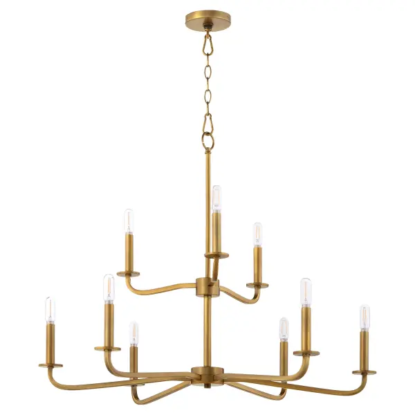 Rutherford 9-Light Chandelier in Brushed Brass - Image 1
