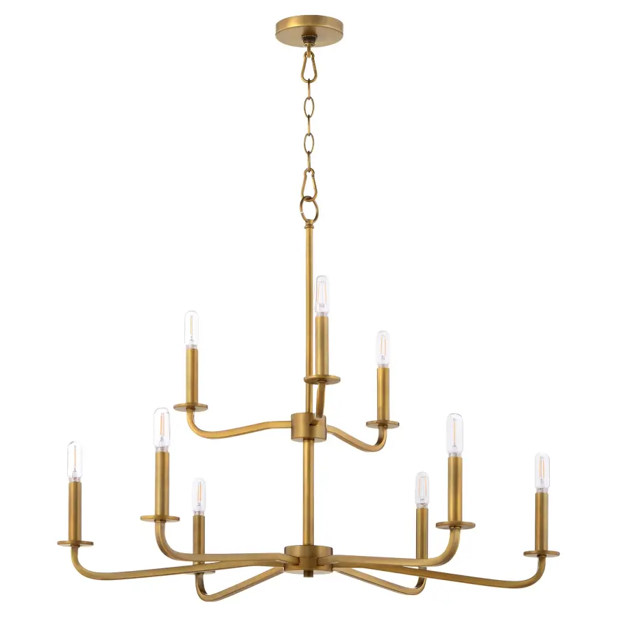 Rutherford 9-Light Chandelier in Brushed Brass - Image 1