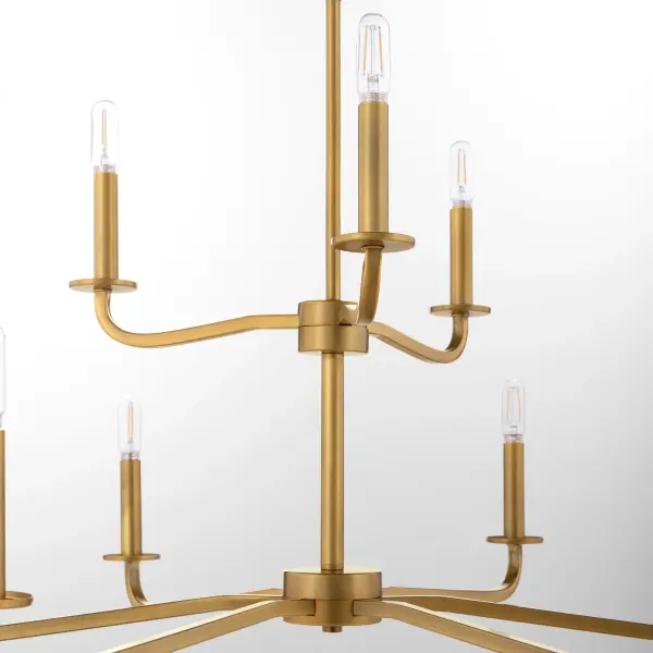 Rutherford 9-Light Chandelier in Brushed Brass - Image 4