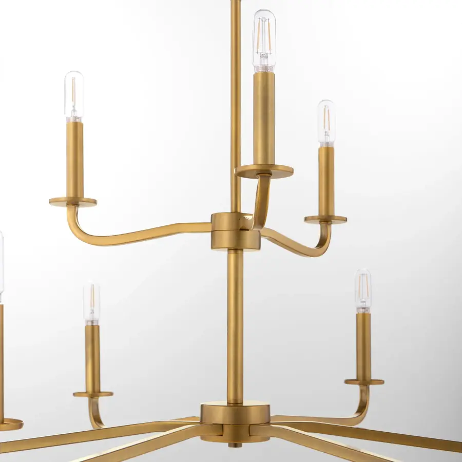 Rutherford 9-Light Chandelier in Brushed Brass - Image 4