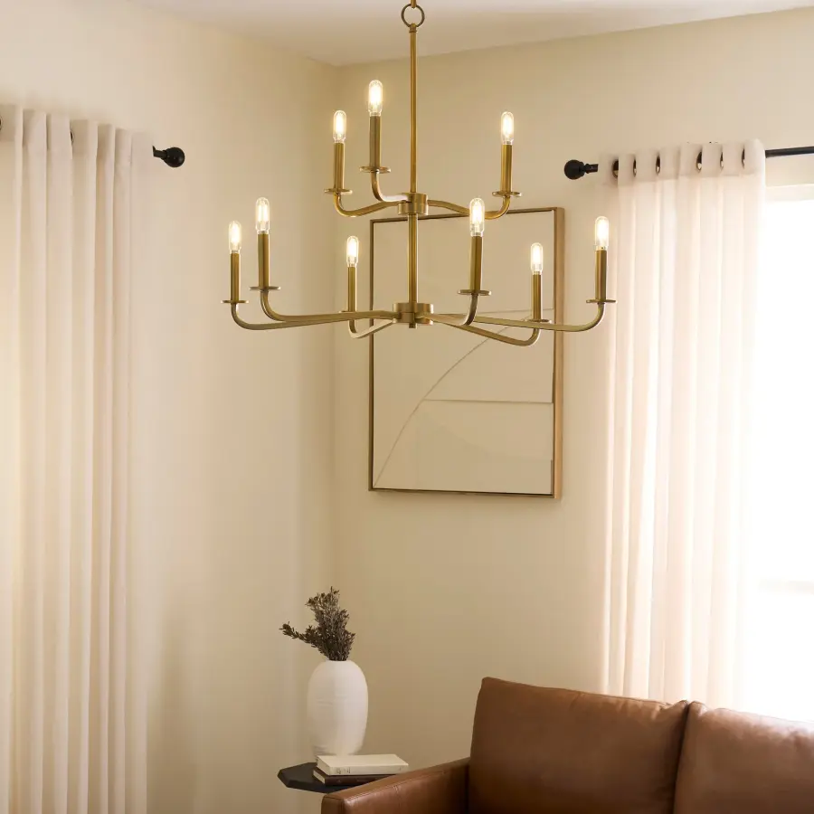 Rutherford 9-Light Chandelier in Brushed Brass - Image 5