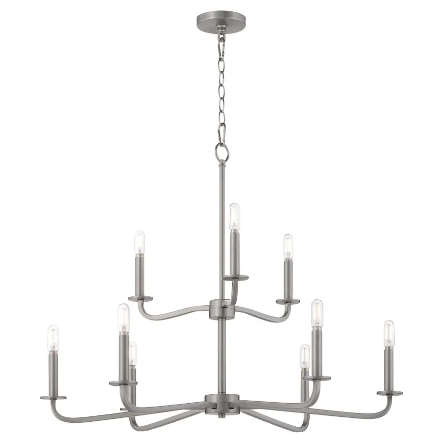 Rutherford 9-Light Chandelier in Satin Nickel - Image 2