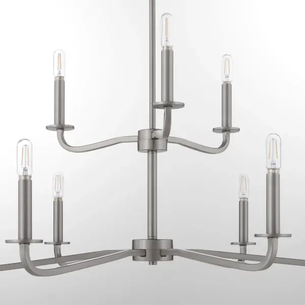Rutherford 9-Light Chandelier in Satin Nickel - Image 3