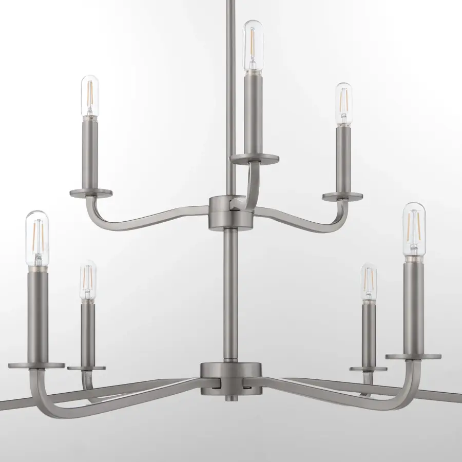 Rutherford 9-Light Chandelier in Satin Nickel - Image 3