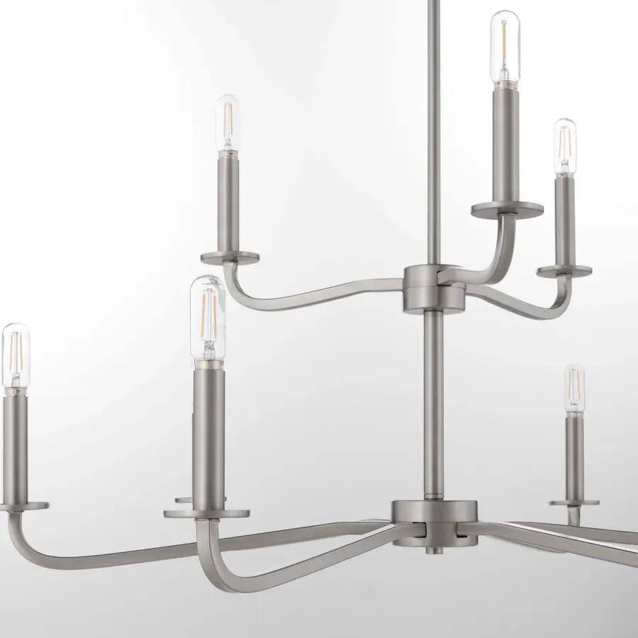 Rutherford 9-Light Chandelier in Satin Nickel - Image 4