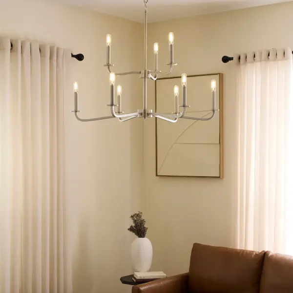 Rutherford 9-Light Chandelier in Satin Nickel - Image 5