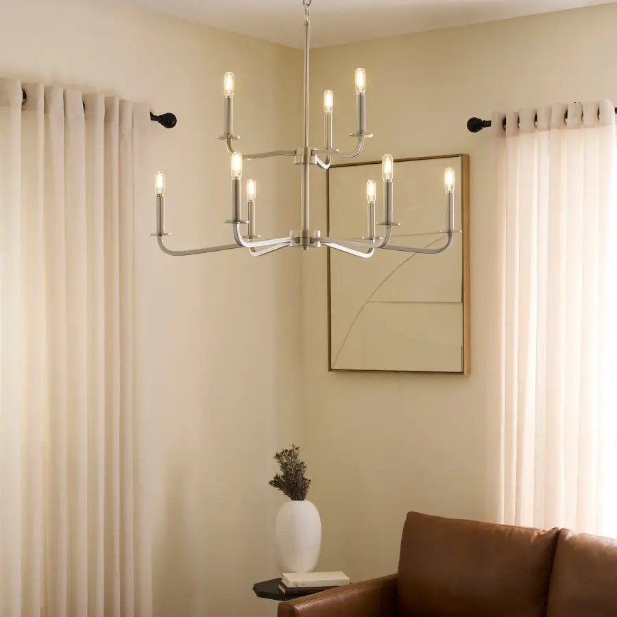 Rutherford 9-Light Chandelier in Satin Nickel - Image 5