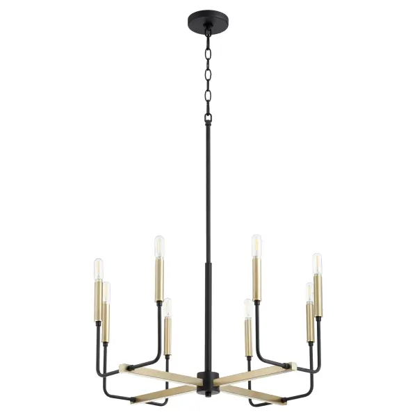 Lacy 8-Light Chandelier in Aged Brass and Black