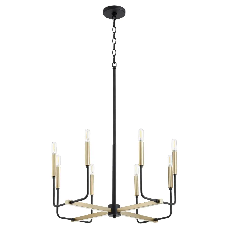 Lacy 8-Light Chandelier in Aged Brass and Black