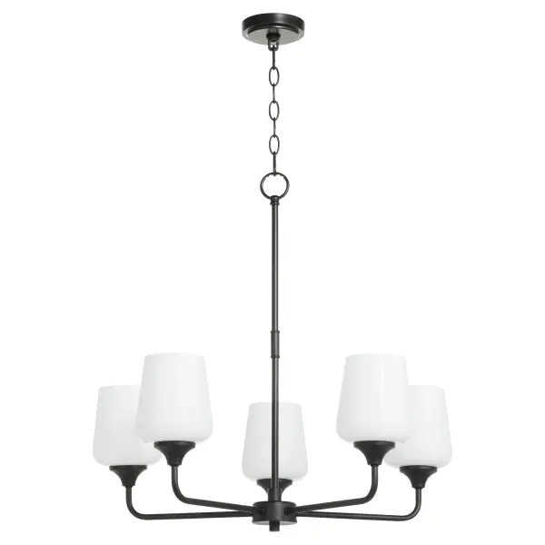 Raymond 5-Light Opal Chandelier in Matte Black - Image 1