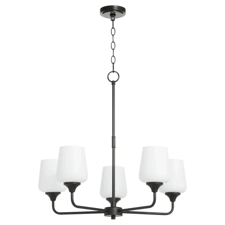 Raymond 5-Light Opal Chandelier in Matte Black - Image 1