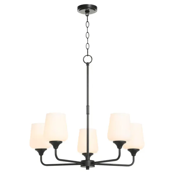 Raymond 5-Light Opal Chandelier in Matte Black - Image 2
