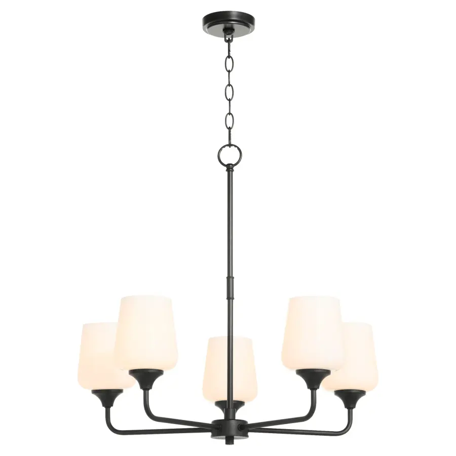 Raymond 5-Light Opal Chandelier in Matte Black - Image 2