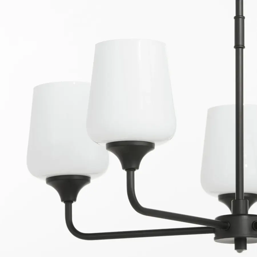 Raymond 5-Light Opal Chandelier in Matte Black - Image 3