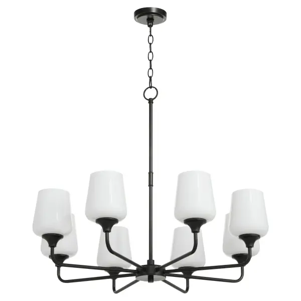 Raymond 8-Light Opal Chandelier in Matte Black - Image 1
