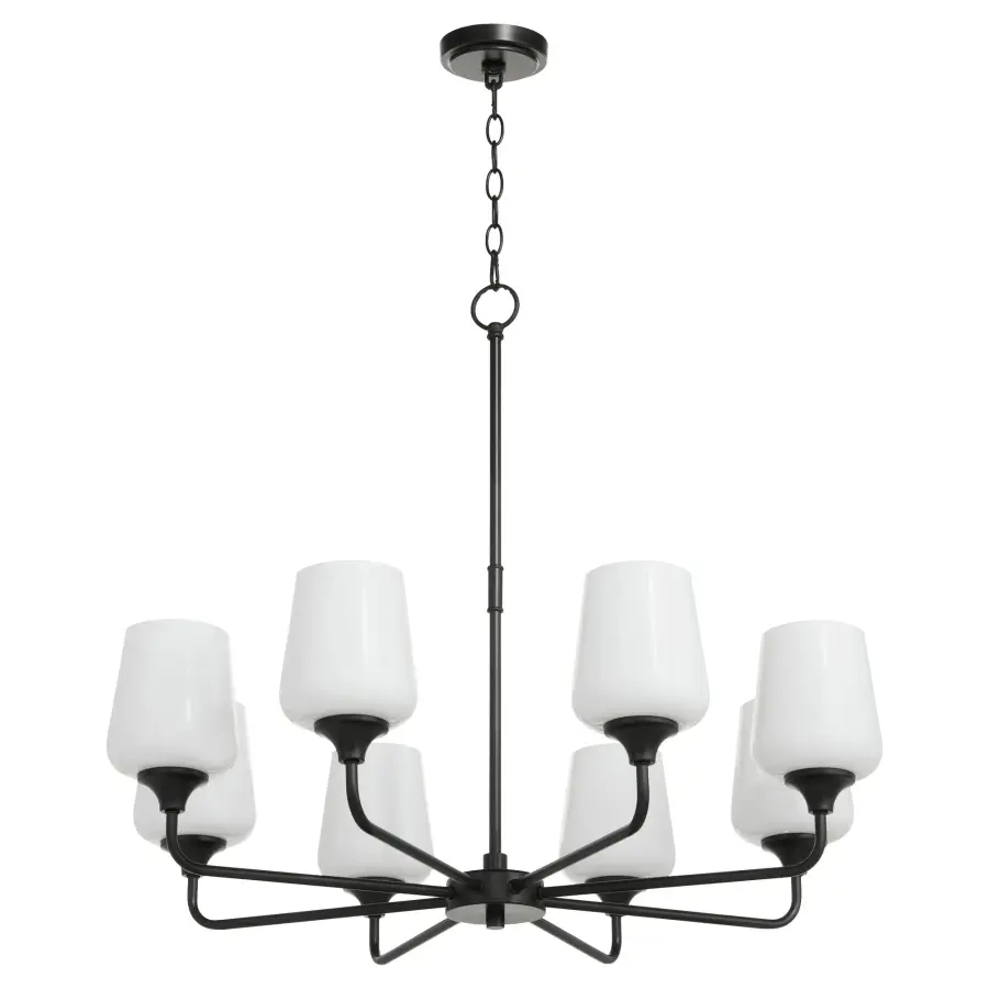Raymond 8-Light Opal Chandelier in Matte Black - Image 1