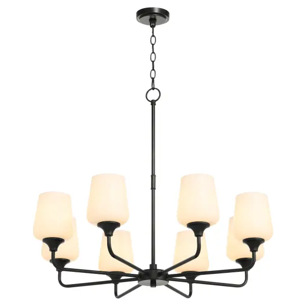 Raymond 8-Light Opal Chandelier in Matte Black - Image 2