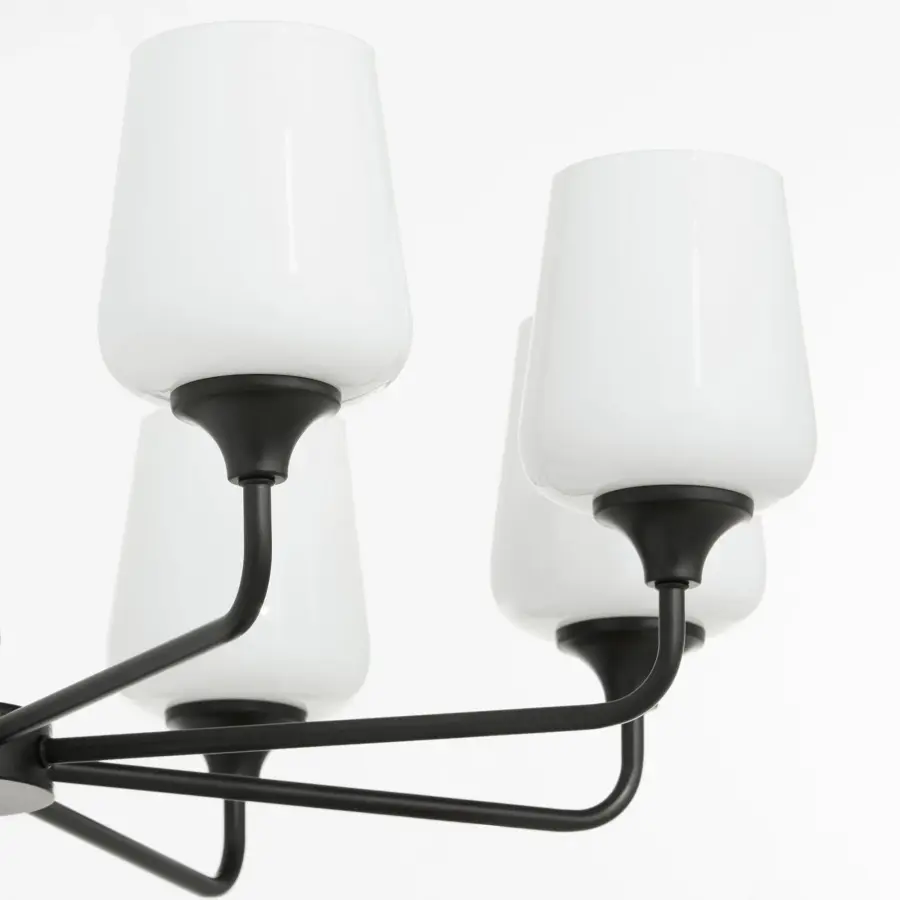 Raymond 8-Light Opal Chandelier in Matte Black - Image 3