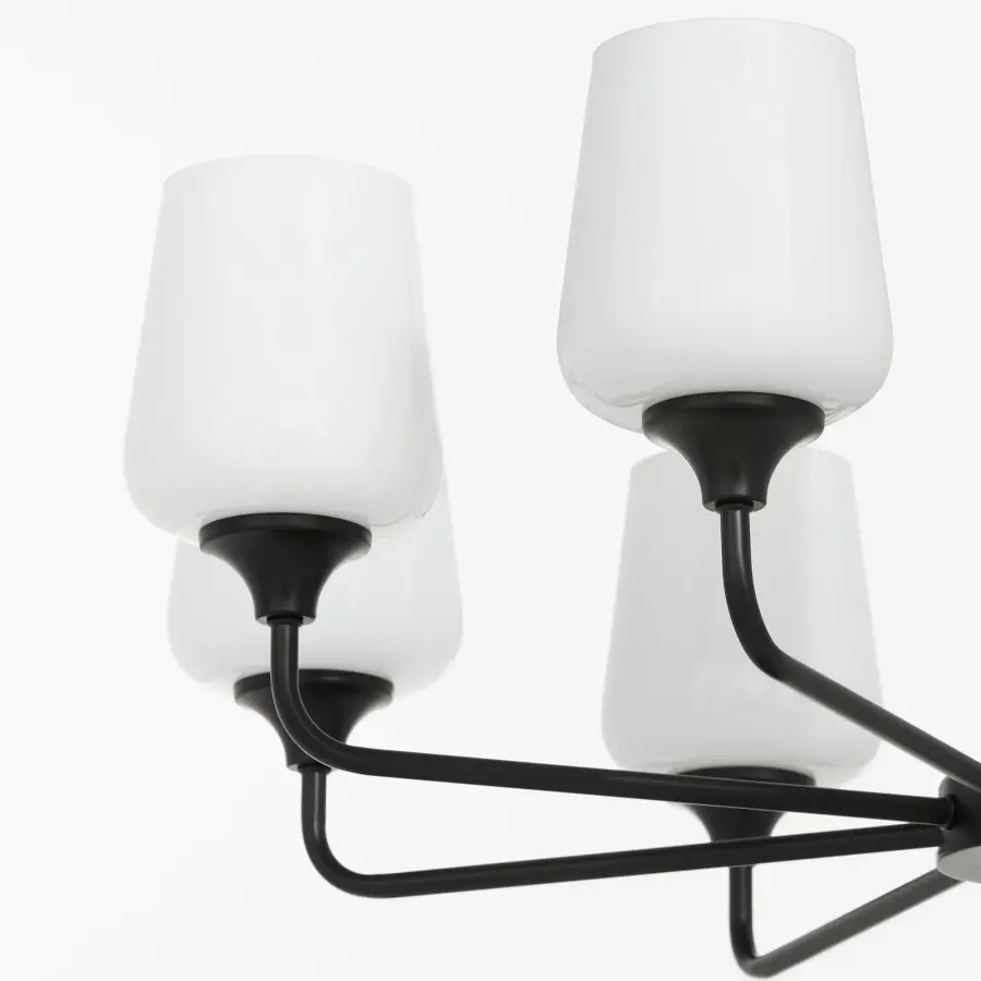 Raymond 8-Light Opal Chandelier in Matte Black - Image 4