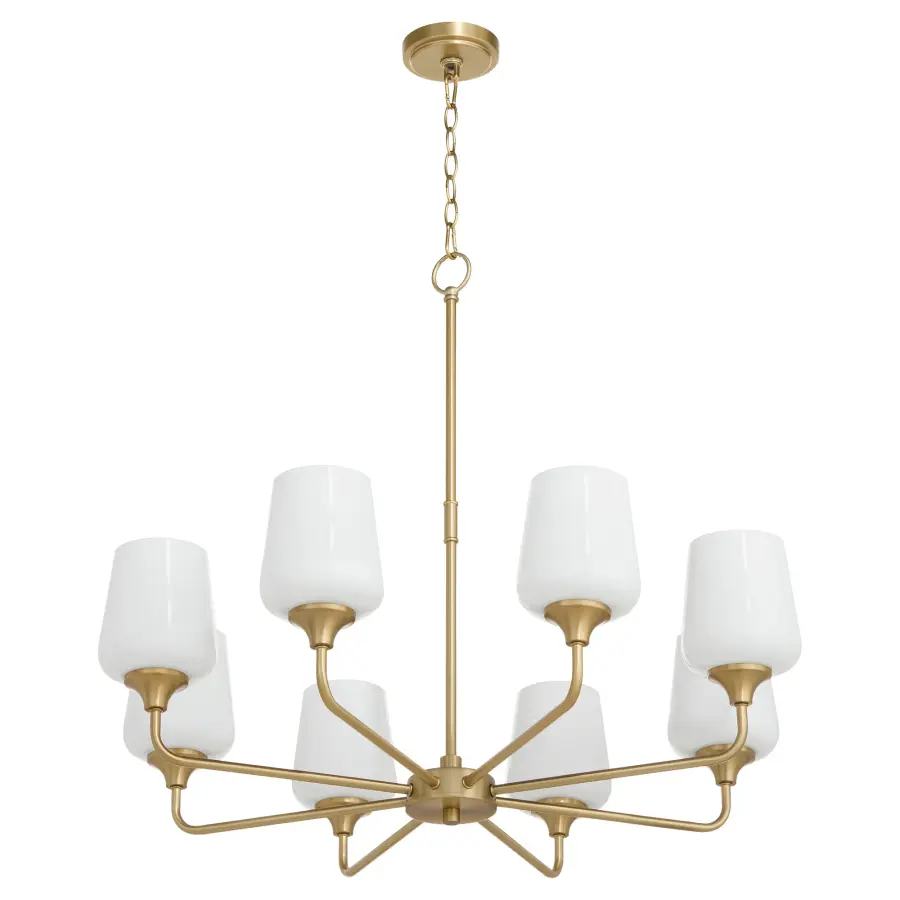 Raymond 8-Light Opal Chandelier in Aged Brass - Image 1