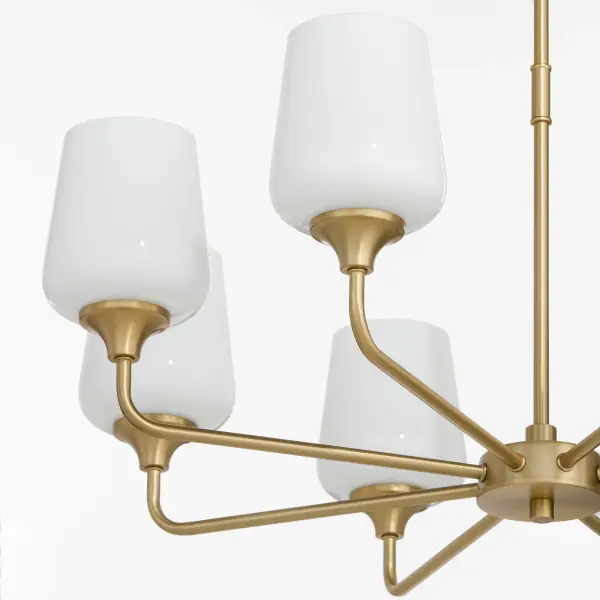 Raymond 8-Light Opal Chandelier in Aged Brass - Image 3