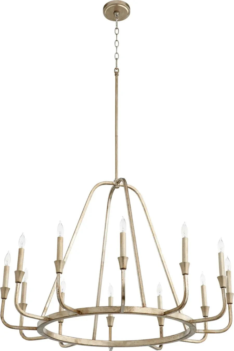 Marquee 12-Light Chandelier in Aged Silver Leaf