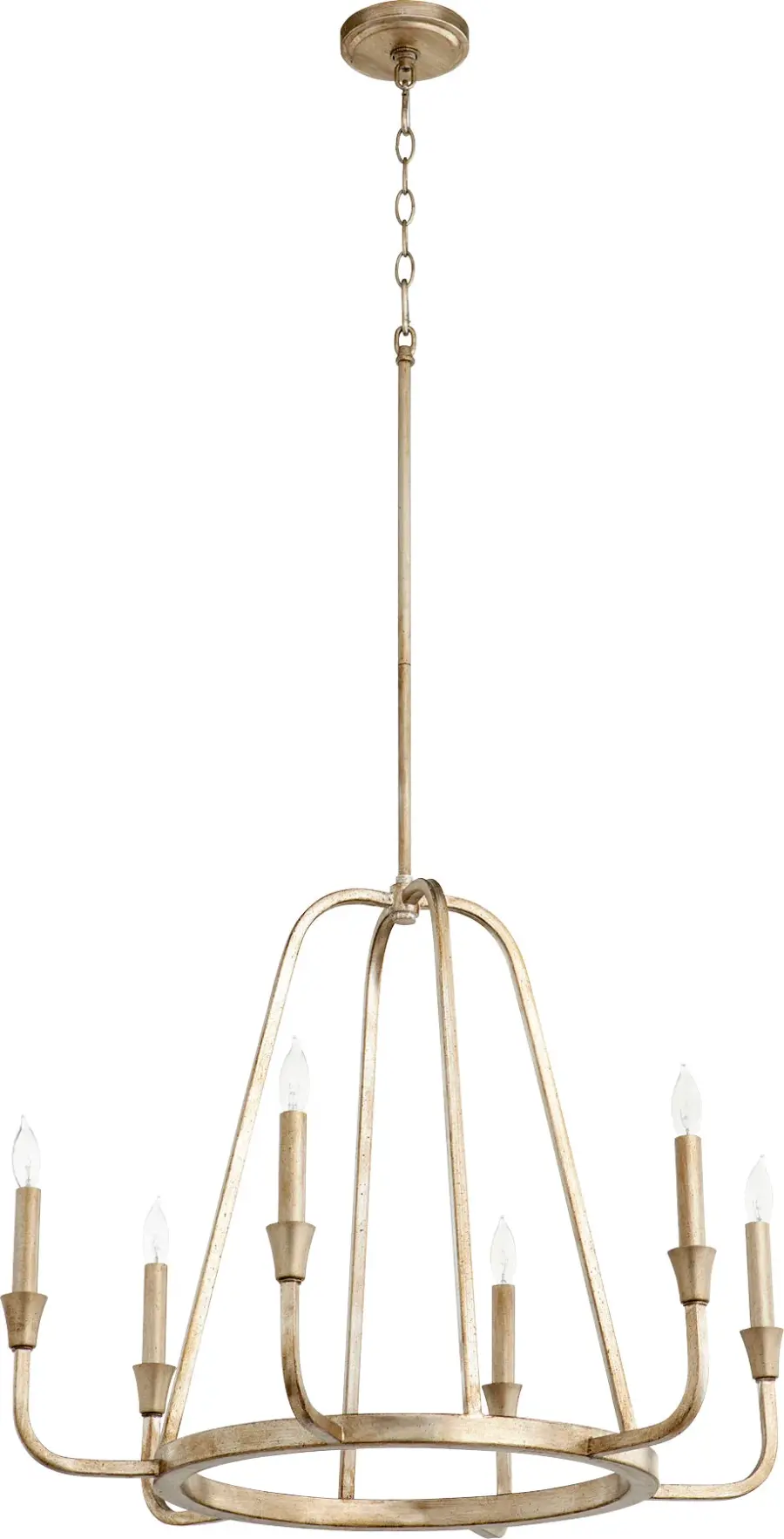 Marquee 6-Light Chandelier in Aged Silver Leaf