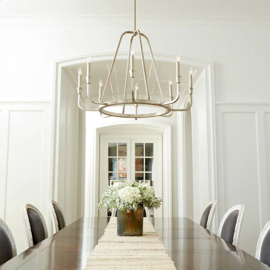 Marquee 8-Light Chandelier in Aged Silver Leaf - Image 3