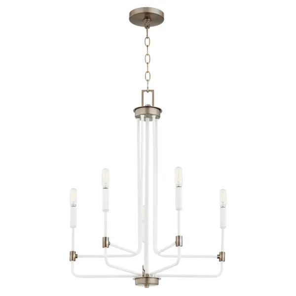 Davies 5-Light Chandelier in Studio White & Dark Brass - Image 1
