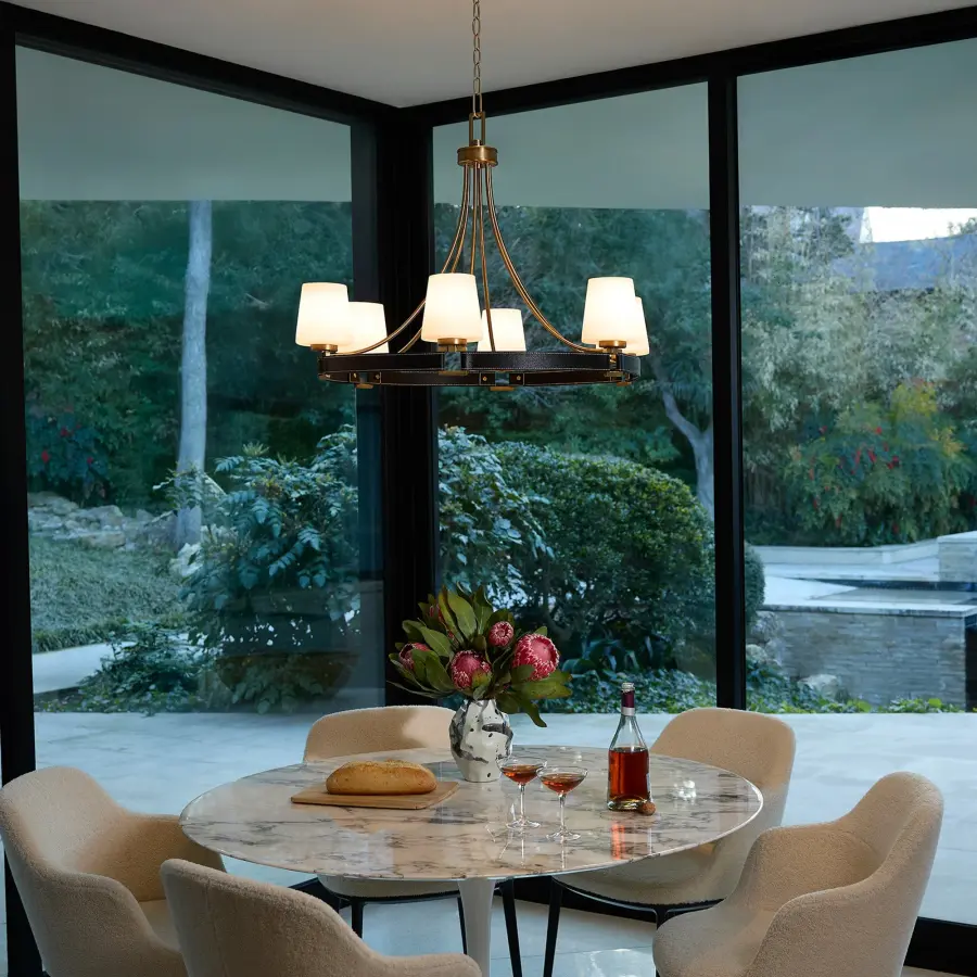 Upscale Crown-Style Chandelier with Fashion-Inspired Leather Accents - Image 5