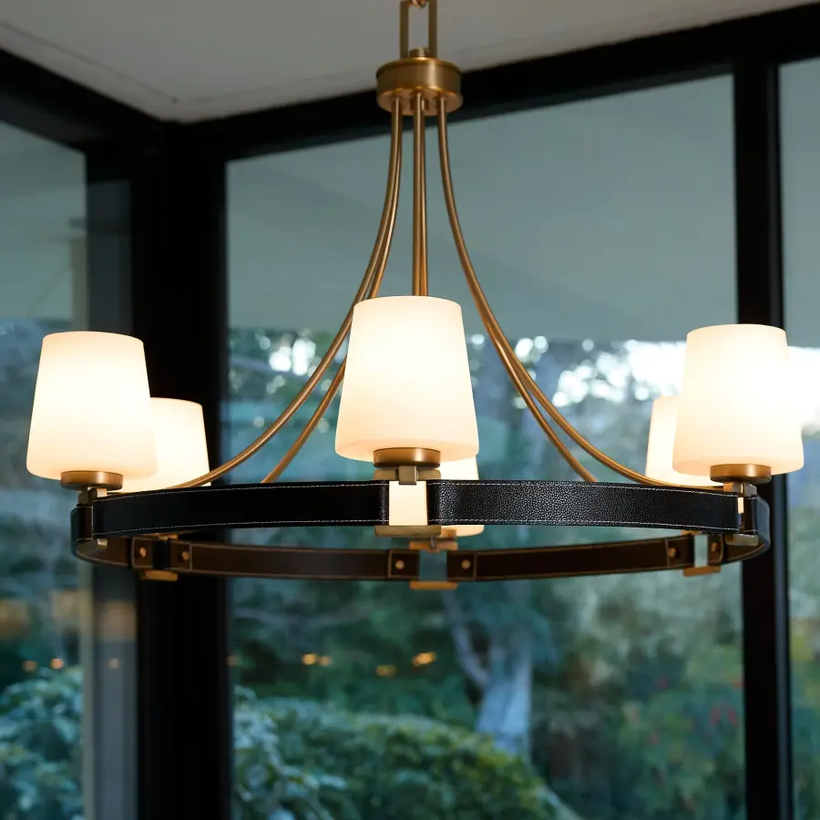 Upscale Crown-Style Chandelier with Fashion-Inspired Leather Accents - Image 6