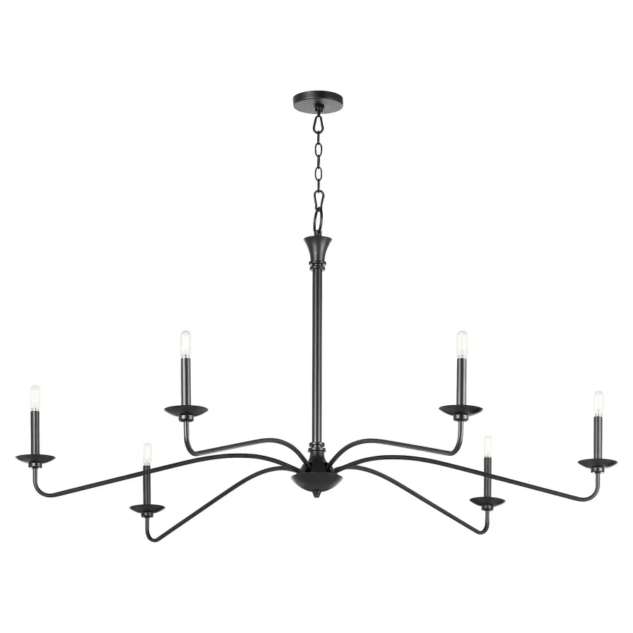 Euphora 6-Light Chandelier in Matte Black - Image 5