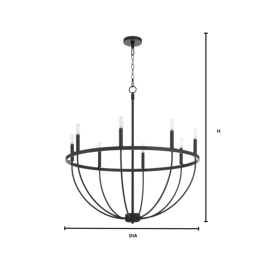 Tribute 8-Light Chandelier in Matte Black - Image 5