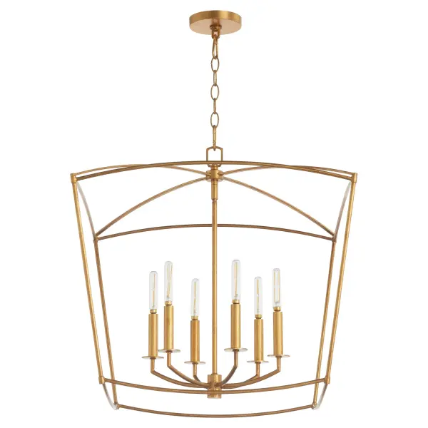 Mantle 6-Light Pendant in Gold Leaf - Image 1