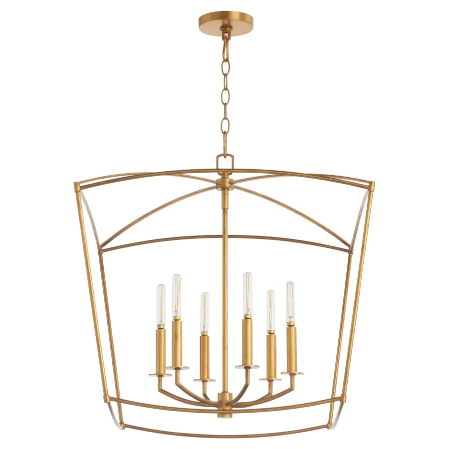 Mantle 6-Light Pendant in Gold Leaf - Image 1