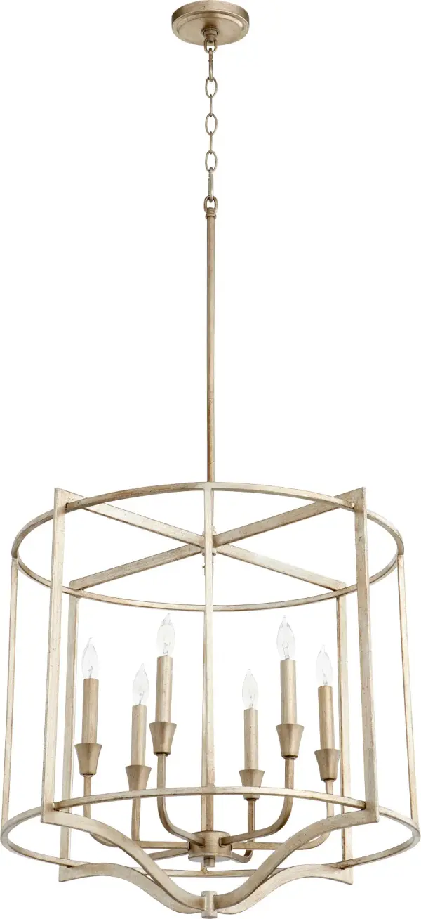 Marquee 6-Light Nook Chandelier in Aged Silver Leaf