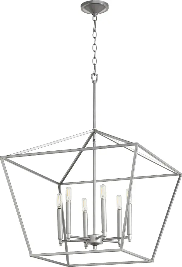 The Gabriel chandelier delivers minimal elegance with maximum versatility. Its Classic Nickel finish and included candle sleeves in three finishes allow customization to match any aesthetic, making it perfect for kitchens, dining rooms, or entryways.