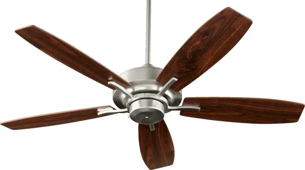 The SOHO 52" ceiling fan delivers modern sophistication with its clean lines, curved blade holders, and satin nickel finish. Perfect for contemporary spaces seeking both style and function with unobtrusive design.