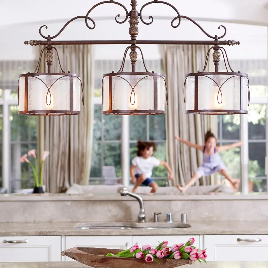 Baroque-Inspired Linear Pendant with Old World Charm - Image 2